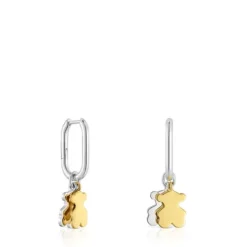 Sweet Dolls two-tone small Hoop earrings with bear motif