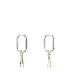 Sweet Dolls two-tone small Hoop earrings with bear motif
