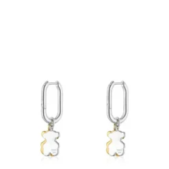 Sweet Dolls two-tone small Hoop earrings with bear motif