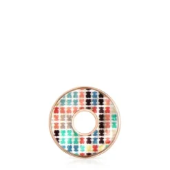 Tartan disc Pendant in Rose Silver Vermeil with Mother-of-Pearl