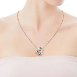 Tartan disc Pendant in Rose Silver Vermeil with Mother-of-Pearl