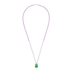TOUS Instint LEETY mauve elastic Necklace with steel and mother-of-pearl