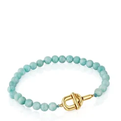 TOUS MANIFESTO Bracelet with 18kt gold plating over silver with amazonite