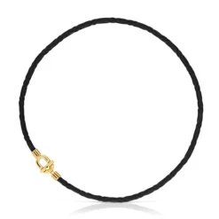 TOUS MANIFESTO Elastic necklace/bracelet with 18 kt gold plating over silver and black cord