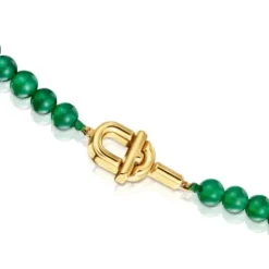 TOUS MANIFESTO Necklace with 18kt gold plating over silver with trated chalcedony