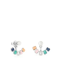 TOUS Mini Color Earrings in Silver with Gemstones 2,2cm.
