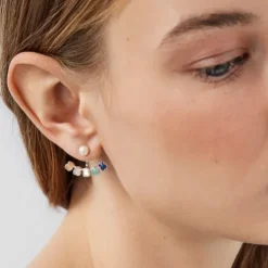 TOUS Mini Color Earrings in Silver with Gemstones 2,2cm.