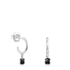 TOUS Mini Onix Earrings in Silver with Onyx 1,3cm.