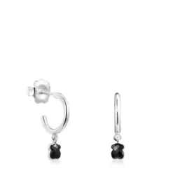 TOUS Mini Onix Earrings in Silver with Onyx 1,3cm.