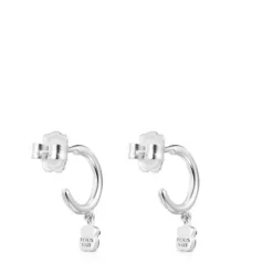 TOUS Mini Onix Earrings in Silver with Onyx 1,3cm.
