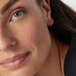 TOUS Motif hoop Earrings in Rose Silver Vermeil with Spinels