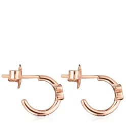 TOUS Motif hoop Earrings in Rose Silver Vermeil with Spinels