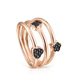 TOUS Motif Ring in Rose Silver Vermeil with Spinels