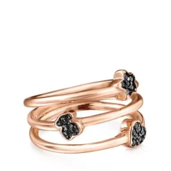 TOUS Motif Ring in Rose Silver Vermeil with Spinels