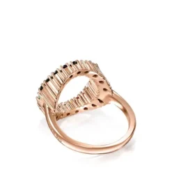 TOUS Straight disc Ring in Rose Silver Vermeil with muticolor Gemstones