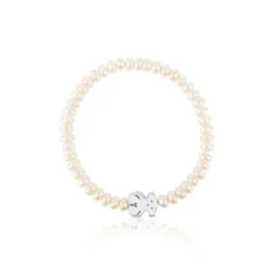 TOUS Sweet Dolls bear Bracelet with pearls and Silver Bear motif
