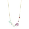 TOUS Vita Necklace in Gold with Diamonds and Gemstones 0.01ct 42cm.