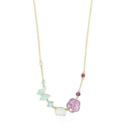 TOUS Vita Necklace in Gold with Diamonds and Gemstones 0.01ct 42cm.