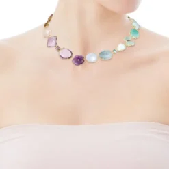 TOUS Vita Necklace in Gold with Diamonds and Gemstones 42cm.