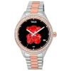 T-Shine Connect Smartwatch with steel and pink-colored IP steel wristband with white cubic zirconias