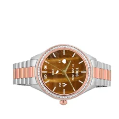 T-Shine Connect Smartwatch with steel and pink-colored IP steel wristband with white cubic zirconias