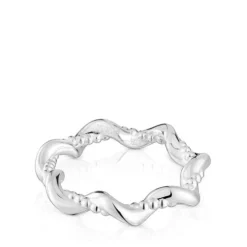 Twisted medium silver Ring with charms
