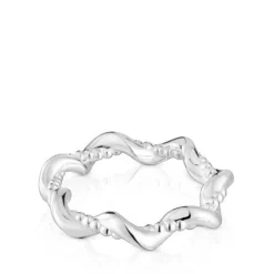 Twisted medium silver Ring with charms