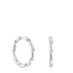 Twisted 15 mm silver Hoop earrings