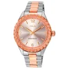 Two-tone rose gold-colored IP steel Tender Bear Watch with embossed bears