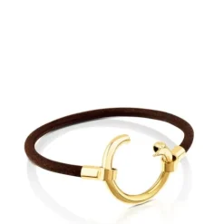 Vermeil Silver and Leather Hold Bracelet