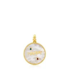 Vermeil Silver Glad Pendant with Mother-of-Pearl, Topaz and Ruby
