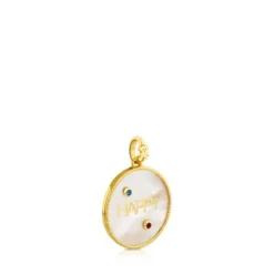 Vermeil Silver Glad Pendant with Mother-of-Pearl, Topaz and Ruby