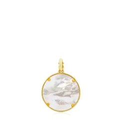 Vermeil Silver Glad Pendant with Mother-of-Pearl, Topaz and Ruby