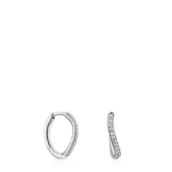 White gold hoop earrings with diamonds New Hav