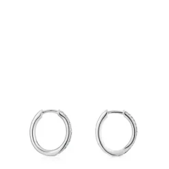 White gold hoop earrings with diamonds New Hav