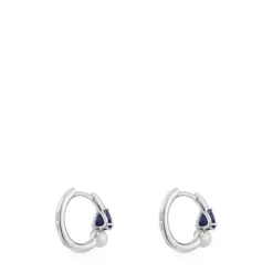 White gold Hoop earrings with iolite and cultured pearl Ivette