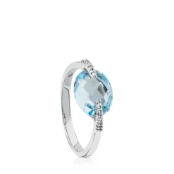 White Gold TOUS Color Kings Ring with diamonds and topaz