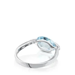 White Gold TOUS Color Kings Ring with diamonds and topaz