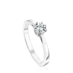 White gold TOUS Les Classiques Ring with small Diamond rosette. 0,10ct