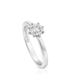 White gold TOUS Les Classiques Ring with small Diamond rosette. 0,10ct