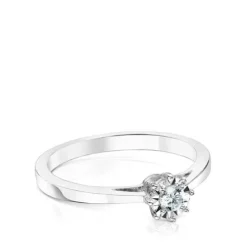 White gold TOUS Les Classiques Ring with small Diamond rosette. 0,10ct