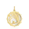Yunque openwork pendant with 18 kt gold plating over silver and mother-of-pearl